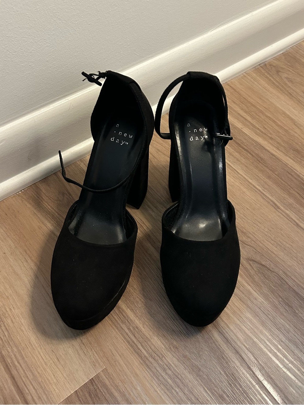 a new day Black Ankle-Strap Block Heels